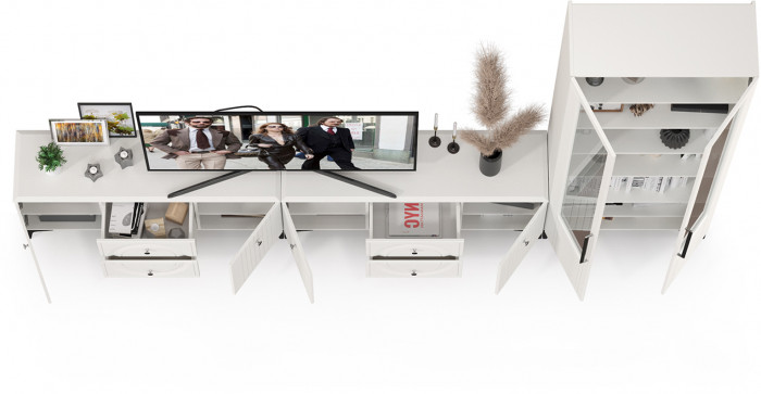 Валенсия Гостиная № 082, ЛДСП белый шагрень/МДФ белый шагрень