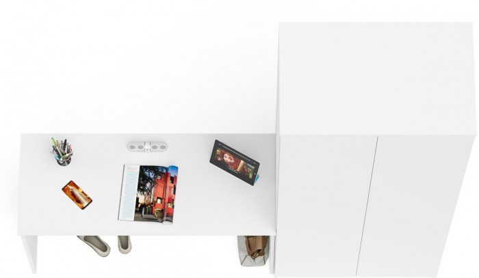 Мори письменный стол МСП1200.1 + Шкаф МШ800.1, белый