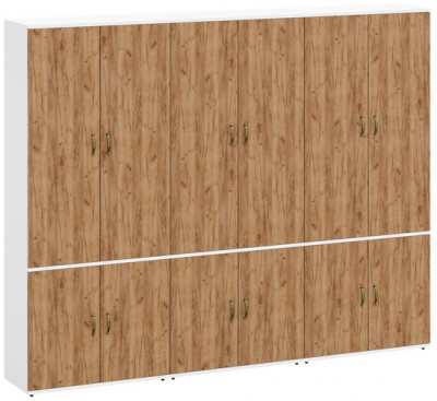 Лидер-8 Шкаф МД 20Б 3 шт., цвет белый шагрень/крафт золото, ШхГхВ 240х37,5х190 см., НЕ универсальная сборка