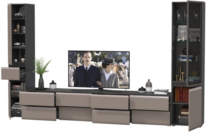 Сидней Комплектация № 135, корпус: антрацит/фасады: МДФ веллюто капучино