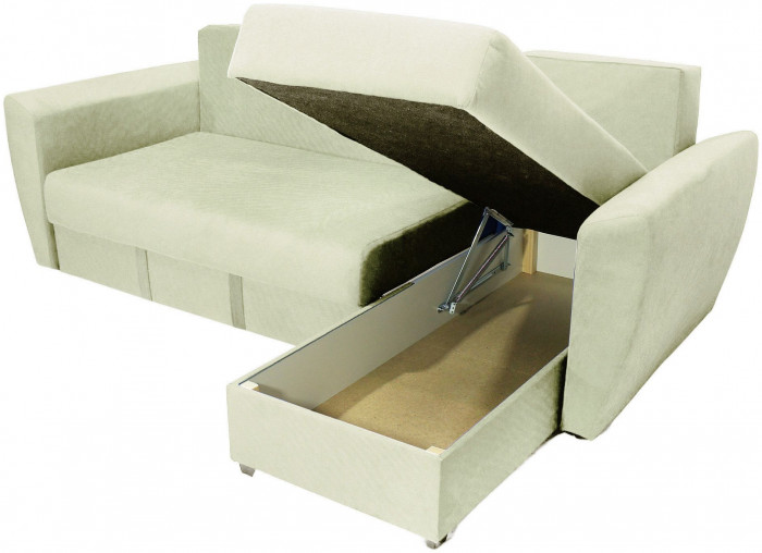 Диван-кровать угловой Амстердам Люкс, 160х200, еврокнижка, велюр, бежевый