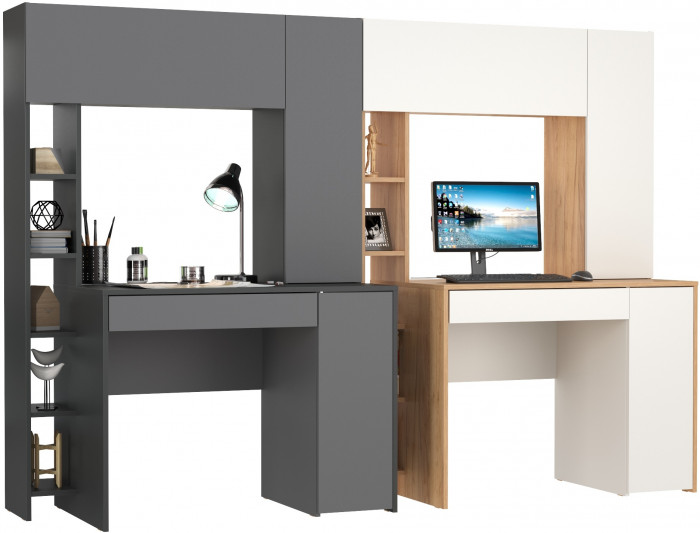 Два стола компьютерных Комфорт 12.71, антрацит/тёмно-серый/дуб золотой/белый
