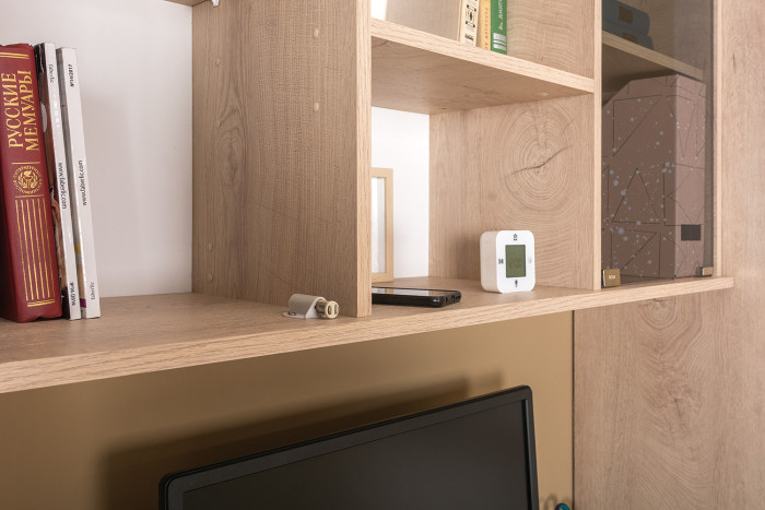 КР100 Бостон № 23, цвет дуб эндгрейн элегантный/фасады МДФ милк рикамо софт, 13.155+12.69+10.51, ШхГхВ 153,8х57,2х194,4 см., универсальная сборка