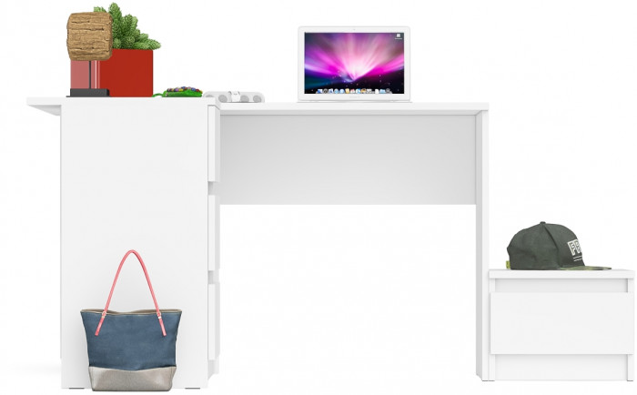 Мори компьютерный стол МС-16 левый + Тумба ТМП400.1, белый