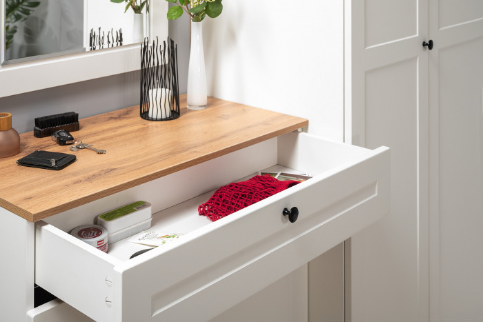 Остин Прихожая 16, цвет белый шагрень/дуб крафт золотой, ШхГхВ 160х54,3х229,6 см., универсальная сборка