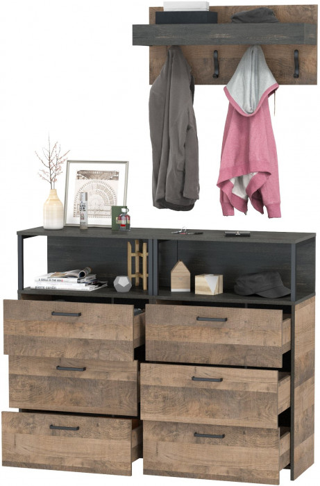 Трувор Прихожая 153, дуб гранж песочный/интра