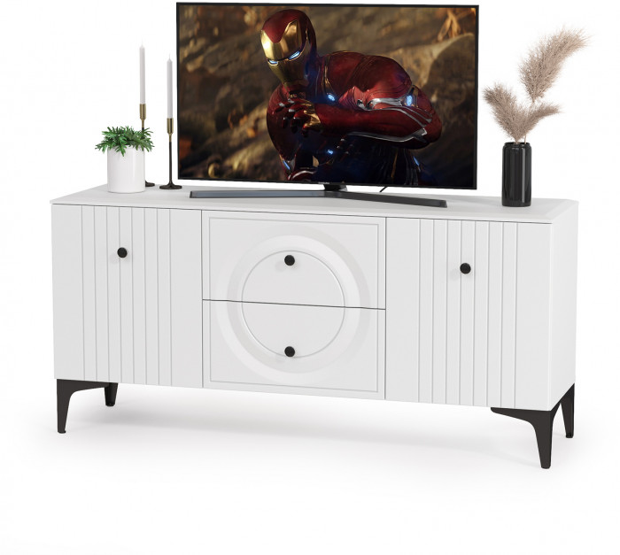 Валенсия Гостиная № 084, ЛДСП белый шагрень/МДФ белый шагрень