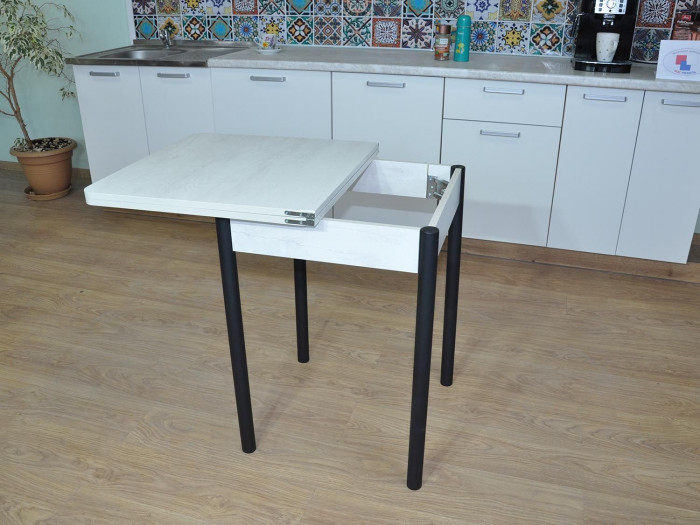 Эко 60х60 стол обеденный раскладной / бетон белый/черный