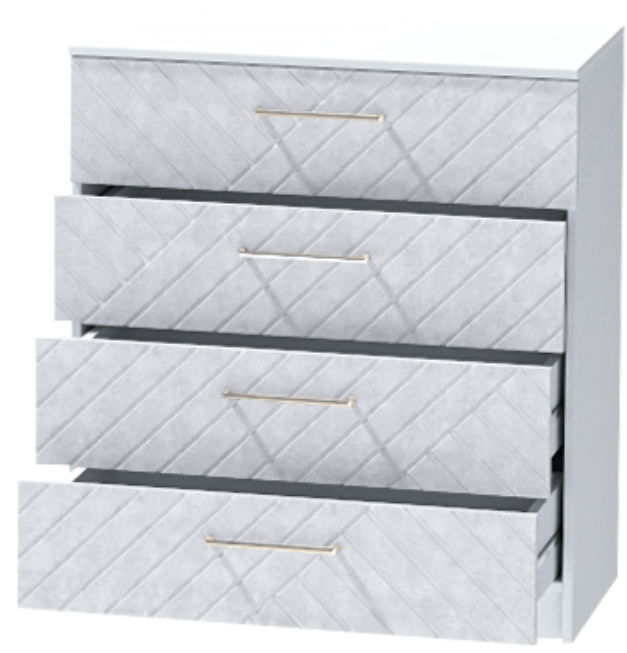 Комод №1 "Иннэс-7", Белый/Бетон снежный