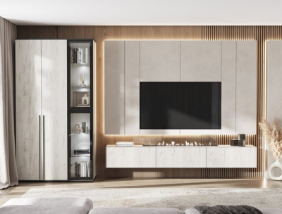 Норд Гостиная, Дуб крафт белый/Дуб крафт белый