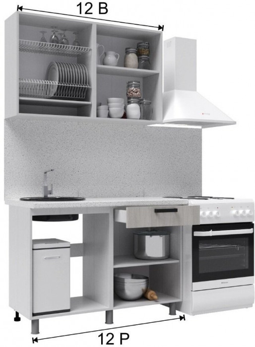 Кухонный гарнитур Танго 1,2м Белый