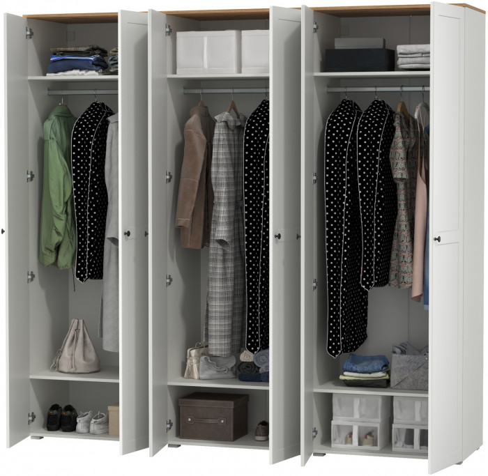 Остин 13.224 Шкаф 3 шт., белый шагрень/дуб крафт золотой