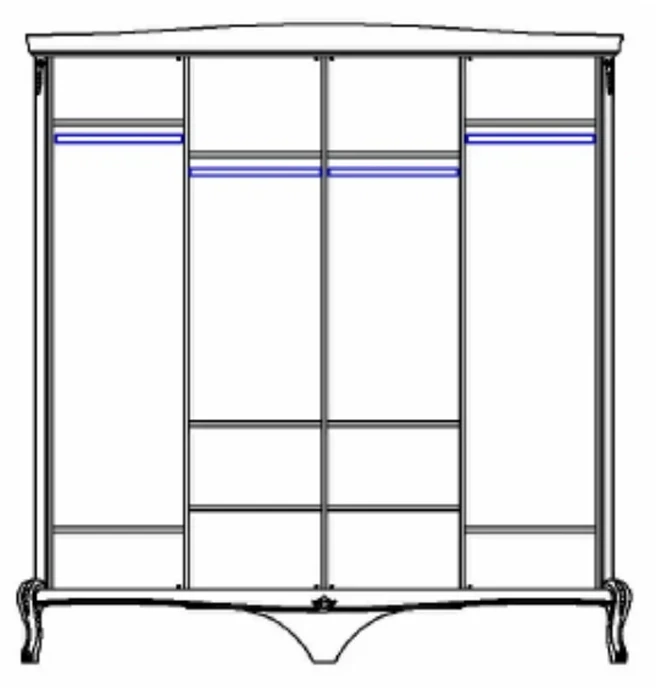 Шкаф для одежды четырехдверный "Монако" - отделка Классик (лак)