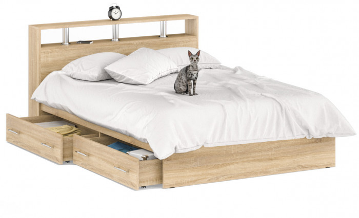 Камелия Кровать с ящиками 1400, дуб сонома