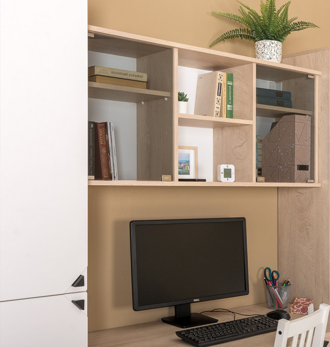 КР100 Бостон № 24, цвет дуб эндгрейн элегантный/фасады МДФ милк рикамо софт, 13.154+12.69+10.51, ШхГхВ 153,8х57,2х194,4 см., универсальная сборка