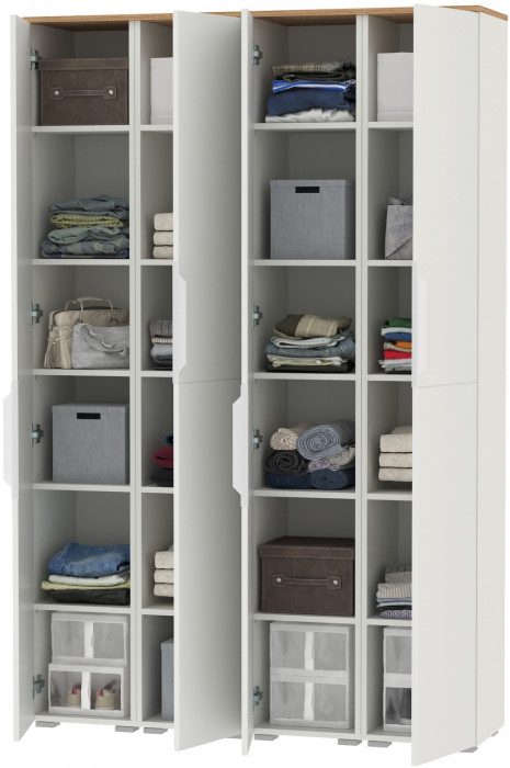 Октава Набор шкафов 45, белый шагрень/дуб крафт золотой/фасады МДФ белый шагрень