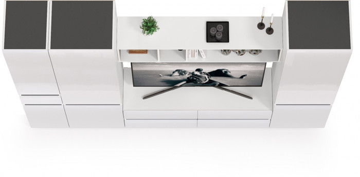 Сидней Комплектация № 027, корпус белый/чёрный/фасады МДФ белый глянец