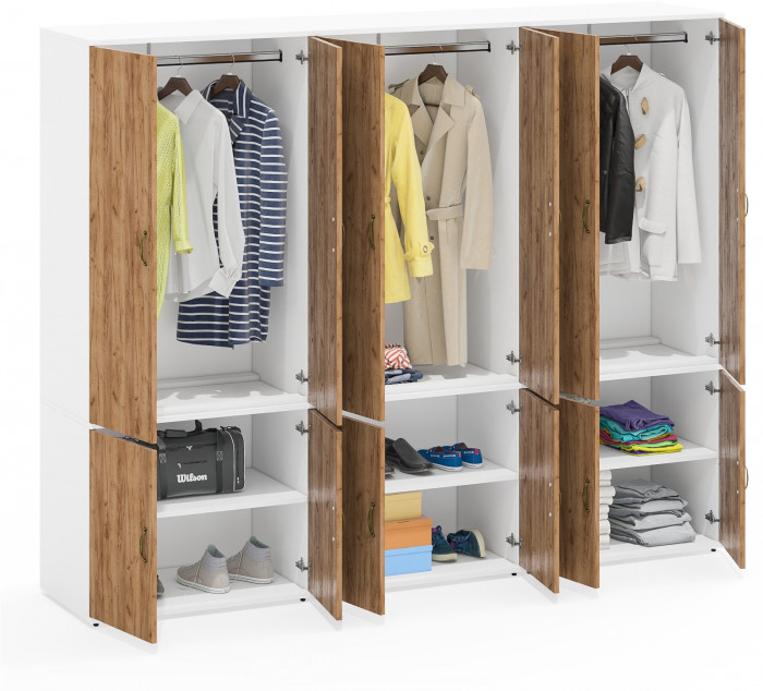 Лидер-8 Шкаф МД 19Б 3 шт., белый шагрень/крафт золото