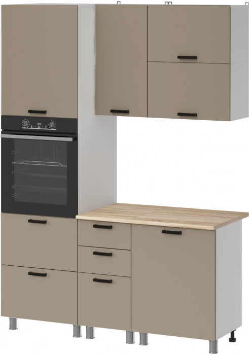 МК Аленушка 1,6м ПД 2 Орешник Матовый Вижен,скоба черный,сонома (без столешницы)