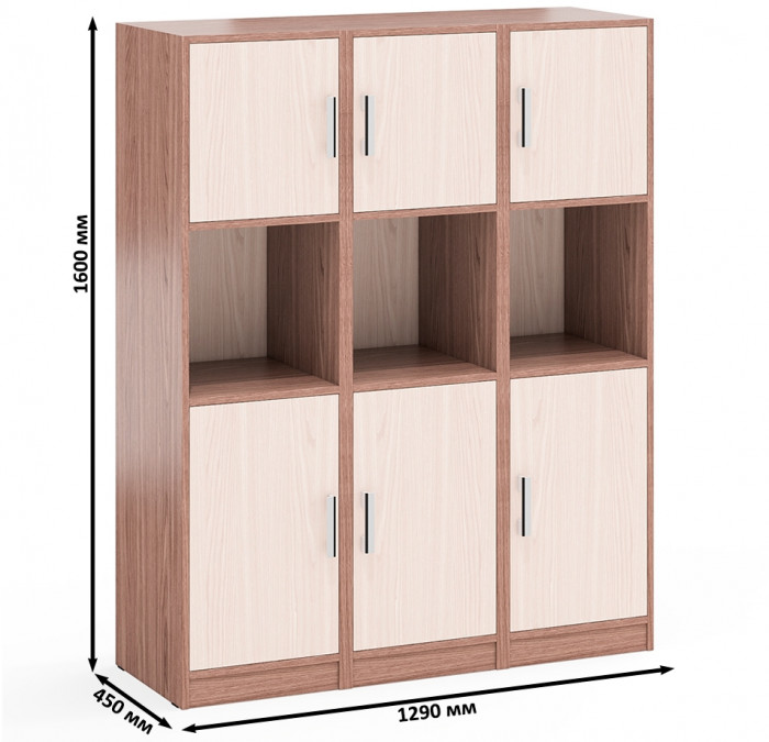 Три Пенала С-МД-СК9П к компьютерному столу С-МД-СК9, цвет ясень шимо светлый/ясень шимо тёмный, ШхГхВ 129х45х160 см., универсальная сборка