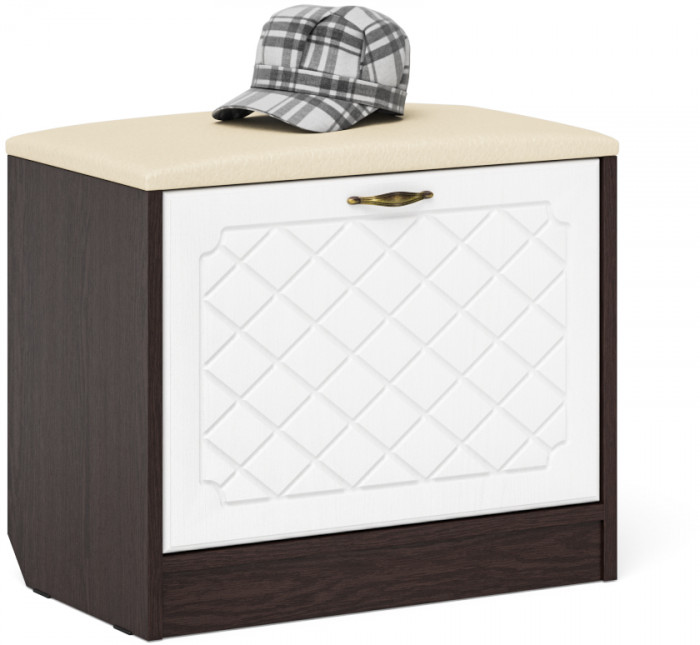 Прихожая П-6 Компоновка № 27, цвет венге/фасады МДФ белое дерево фрезеровка ромб, ШхГхВ 150х50х210 см., универсальная сборка