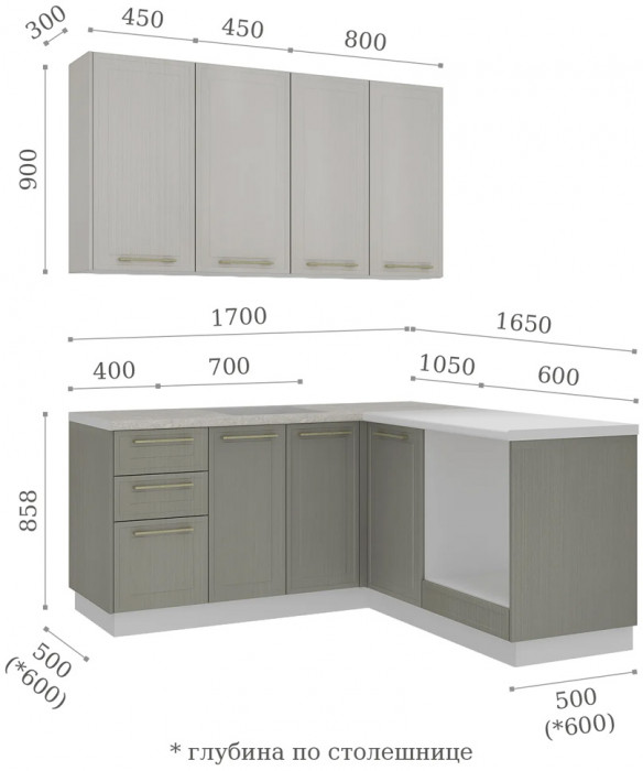 Кухня комплектация №5 Адель МФ20/Адель Ф26