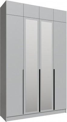 Шкаф 1,6 с антресолью и зеркалом Мадрид, Камень серый