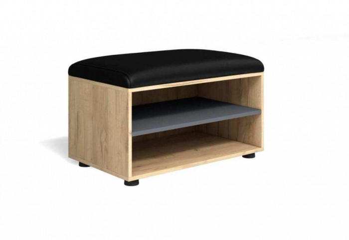 Обувница Мини-Лайт МЛ-8 дуб крафт/графит/черный к/з