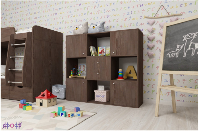 Стеллаж Джери (Винтерберг/Оранжевый)