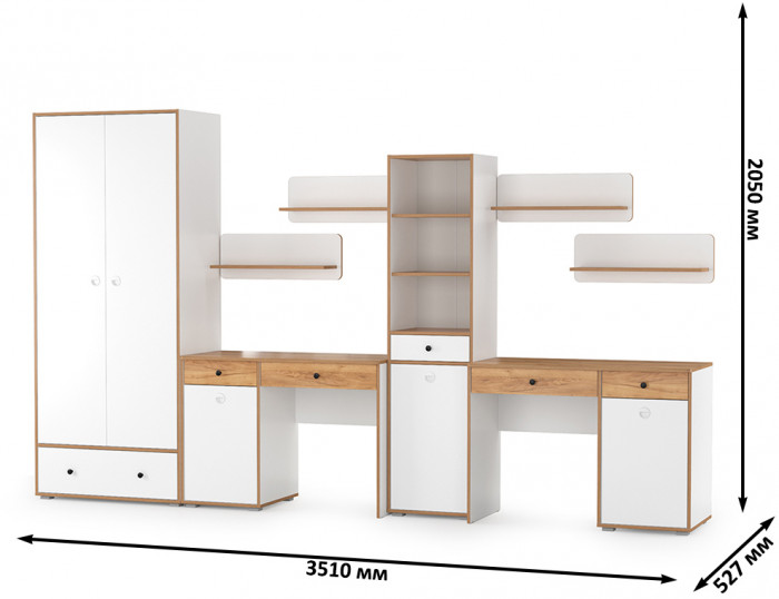 Вуди Компоновка № 31, белый премиум/дуб крафт золотой