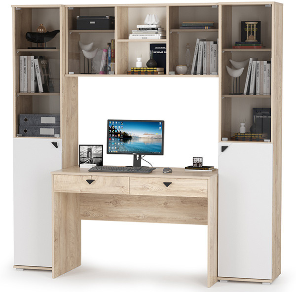 КР100 Бостон № 26, цвет дуб эндгрейн элегантный/фасады МДФ милк рикамо софт, 13.155+12.69+10.51+13.155, ШхГхВ 192,4х57,2х194,4 см.