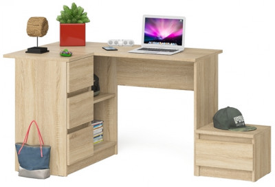 Мори компьютерный стол МС-16 левый + Тумба ТМП400.1, дуб сонома