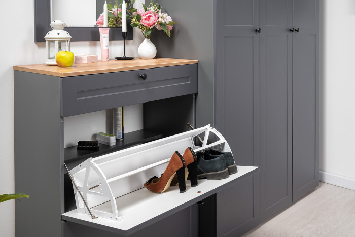 Остин Прихожая 17, цвет серый графит/дуб крафт золотой, ШхГхВ 160х54,3х229,6 см., универсальная сборка