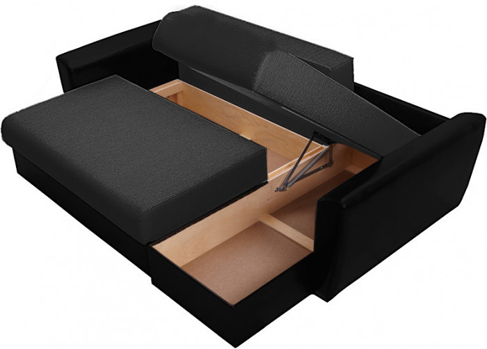 Диван УГЛОВОЙ Амстердам рогожка черная 160 НПБ