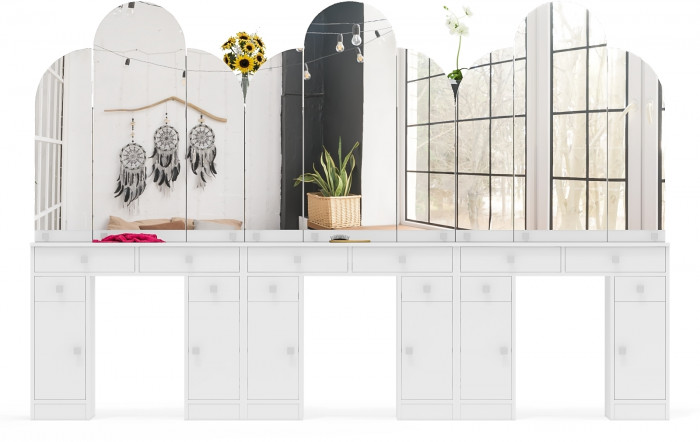 Три туалетных столика Трельяжа МД №2, белый шагрень