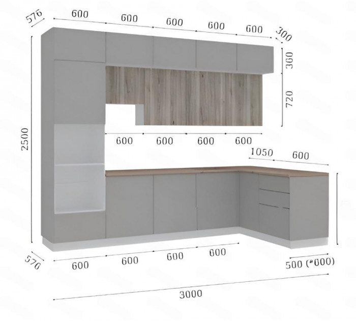 Кухня комплектация №6 Эвкалипт софт (МФ12)/кашемир