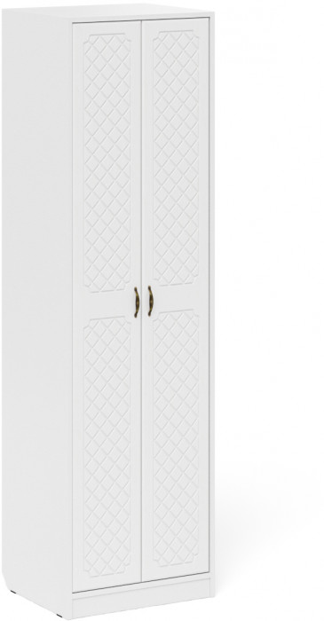 Прихожая П-6 Шкаф, цвет белая шагрень/фасады МДФ белое дерево фрезеровка ромб, ШхГхВ 60х50х210 см.