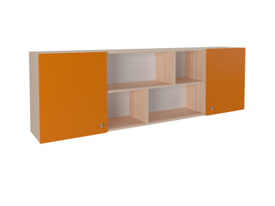 Полка надкроватная Дуб молочный/Оранжевый