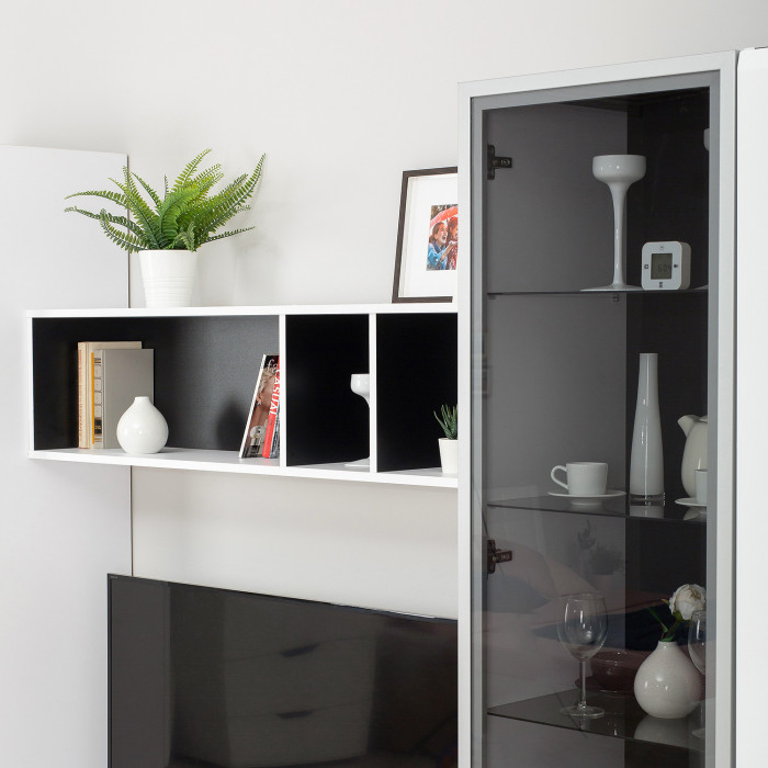 Сидней Комплектация № 030, корпус белый/чёрный/фасады МДФ белый глянец