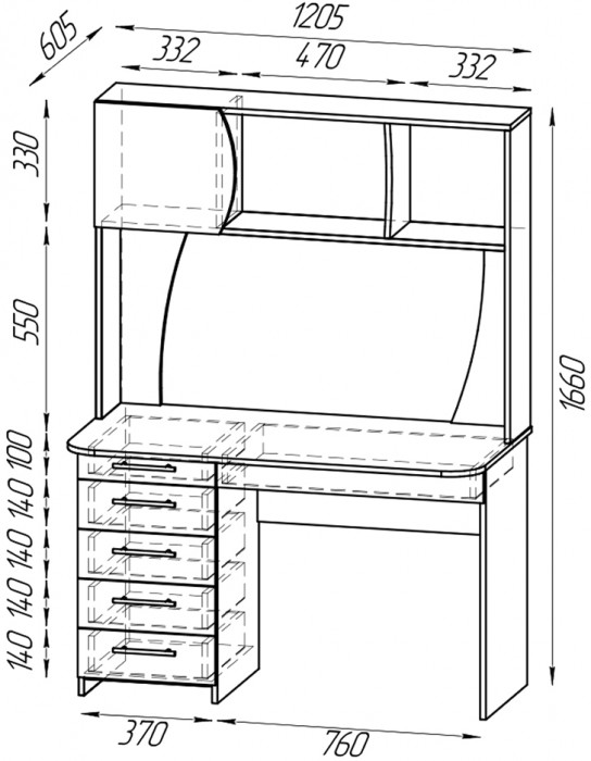 Стол рабочий 6-0606бод.тем/св Сигма, бодега тёмный/бодега светлый