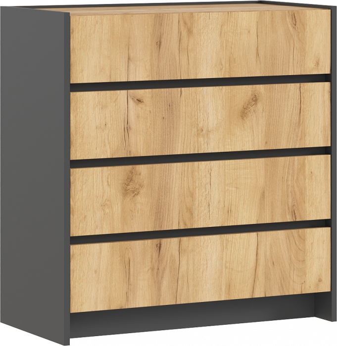 Остин Комод 800 (4 ящика) (Дуб крафт, Графит)