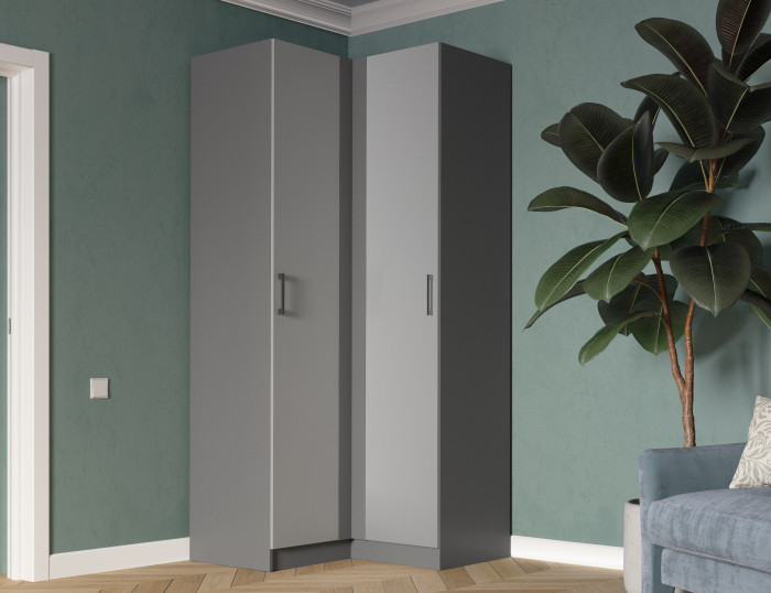 Шкаф угловой Вегас, Графит серый/Камень серый