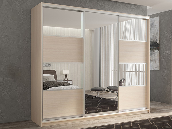 Шкаф-купе Кааппи 5 Дуб молочный 210х45х230 см