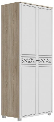 Стиль МАДЛЕН Шкаф 2-х створчатый (Сонома светлая, Ясень белый/Серебро)