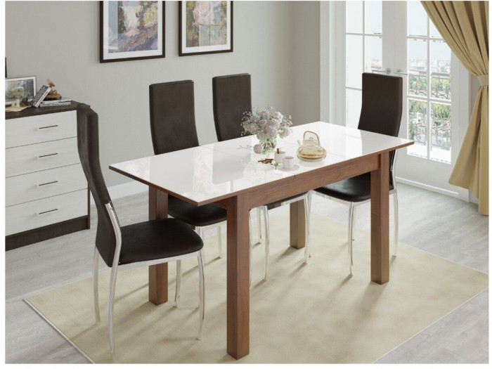 Стол обеденный Бруно 1100х700 орех шоколадный/лакобель белый