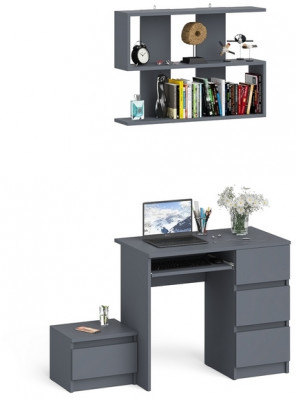 Мори компьютерный стол МС-6 правый + Тумба ТМП400.1 + Полка 900, графит