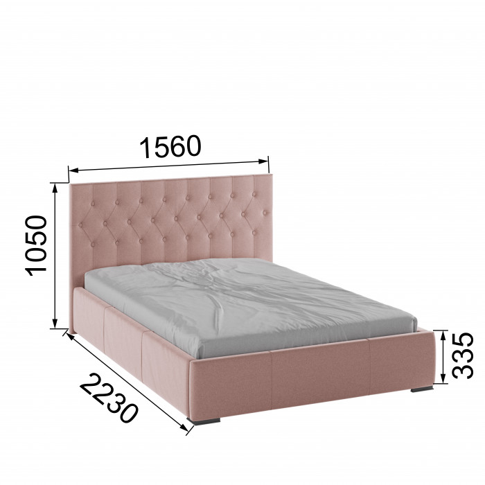 Октавия Кровать интерьерная 140 пыльная роза ромб, ортопед