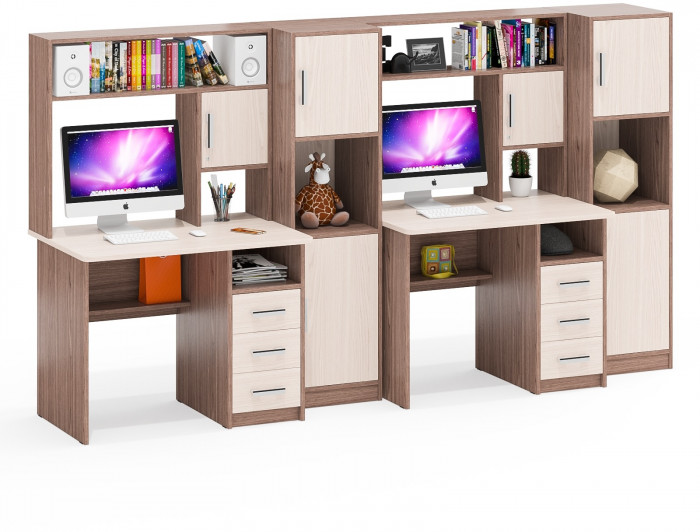 С-МД-СК9 Компоновка № 06, цвет ясень шимо светлый/ясень шимо тёмный, ШхГхВ 290х70х160 см., НЕ универсальная сборка