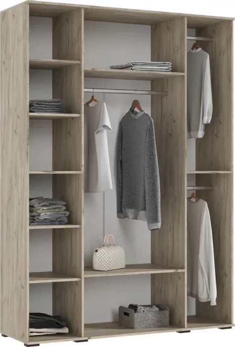 Норд Шкаф 4-х створчатый 1600 с антресолью, Крафт серый/Кашемир