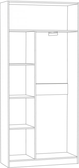 Ливерпуль Шкаф для одежды, цвет ясень ваниль/белый, ШхГхВ 100х41,4х220,3 см., подходит карниз 1000 #1650021